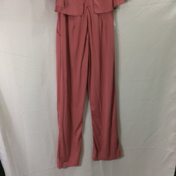 Koh Koh NEW Jumpsuit 1 Piece Pant Suit Cape Topper NWT Dusty Pink Medium - Picture 6 of 9